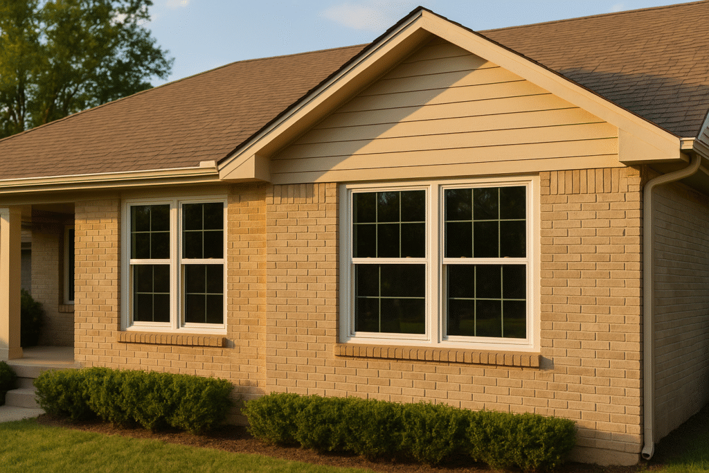 Updated modern windows on an older Dallas home exterior.