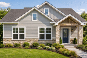 Low-maintenance siding on a modern Texas suburban home