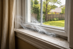 Draft coming through an older residential window in a Texas home.